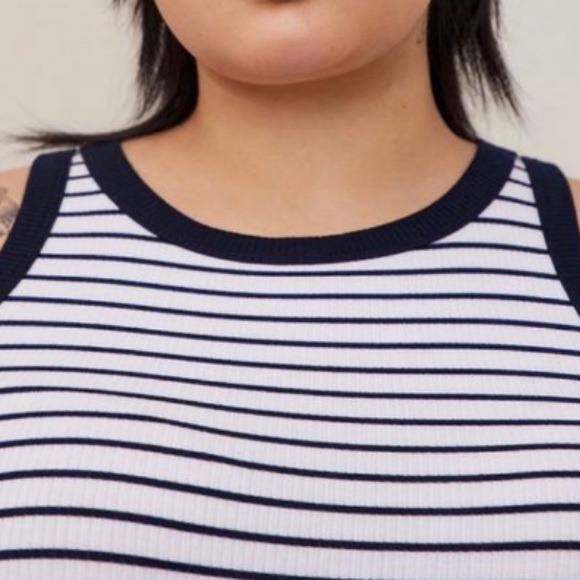 🆕 Super Soft Blue Striped Ribbed High Neck Tank Top 3 3X 22 24 NWT Torrid New! - Picture 3 of 6